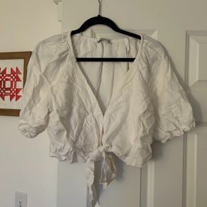 Abercrombie & Fitch White Tie-Front Blouse